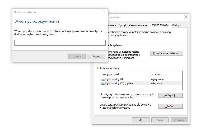 Jak stworzyć punkt przywracania w systemie Windows 10? - zdjęcie 4