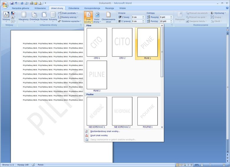 Jak zrobić znak wodny w Wordzie?